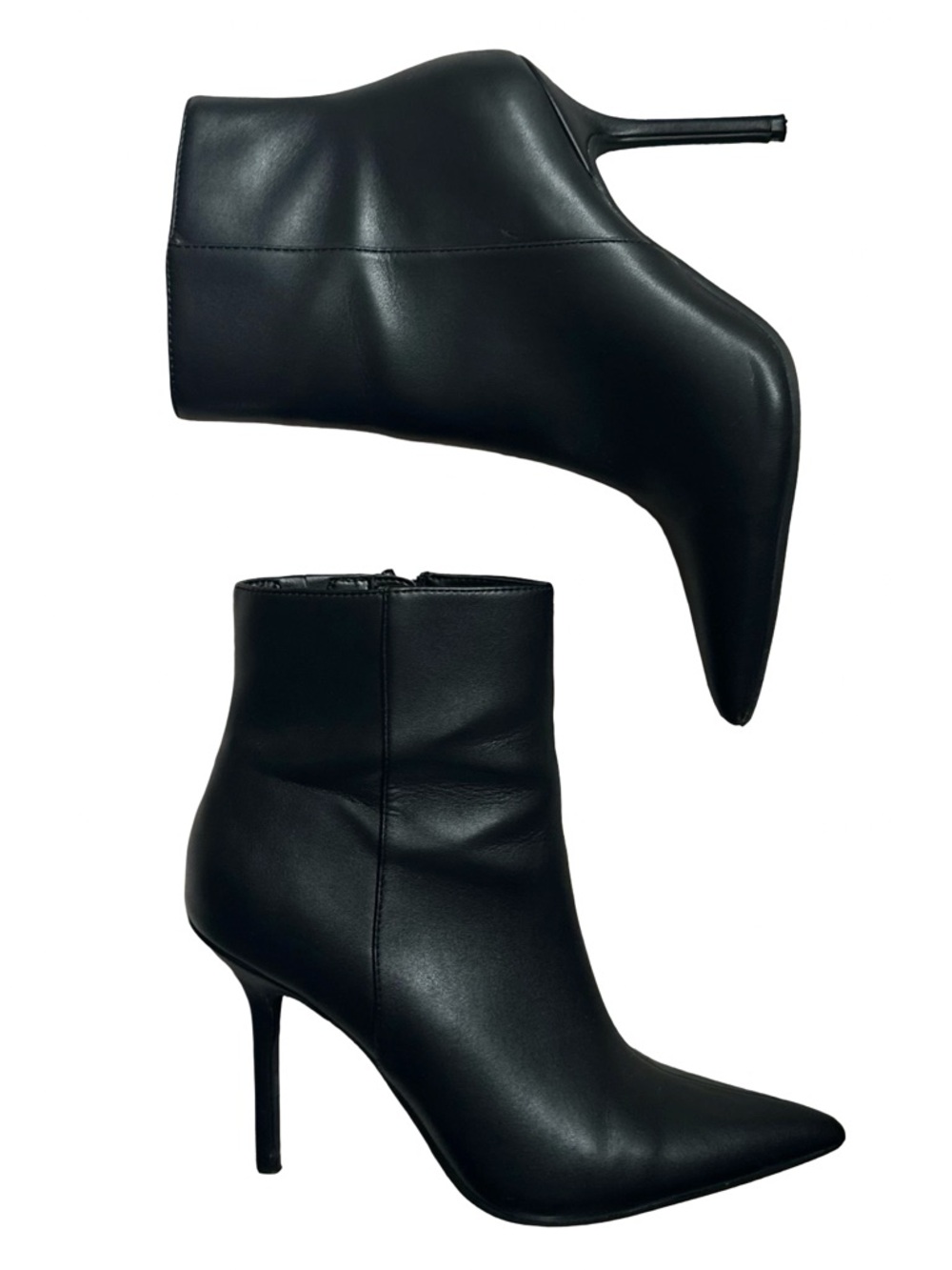 LIKE NEW INC International Concepts VEGAN Black Pointed Stiletto Booties